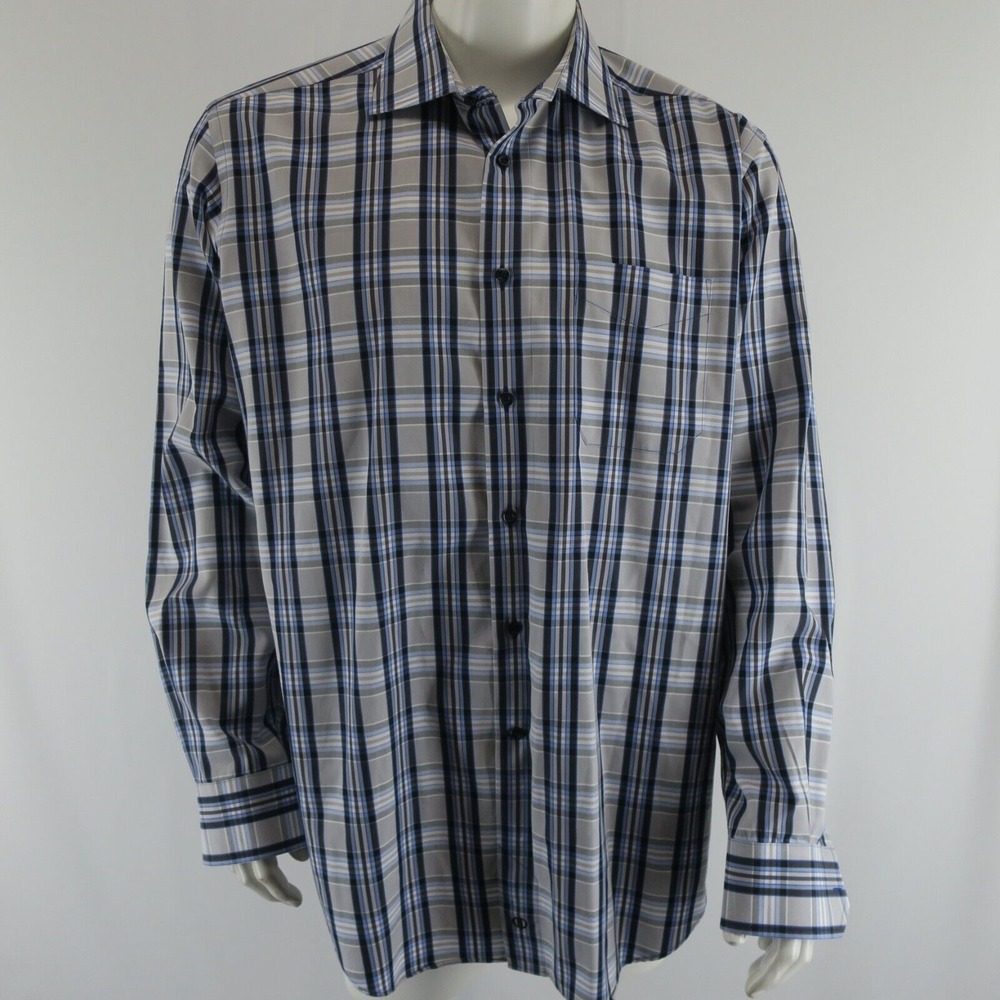 David Donahue Long Sleeve Button Up Dress Shirt Mens XL 100% Cotton‎